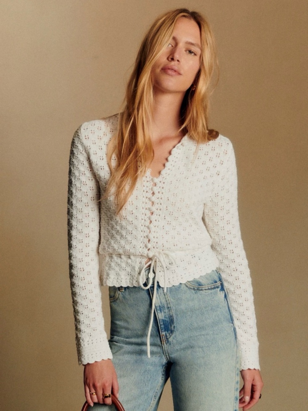 NWOT Sezane Martie Cardigan in Cream